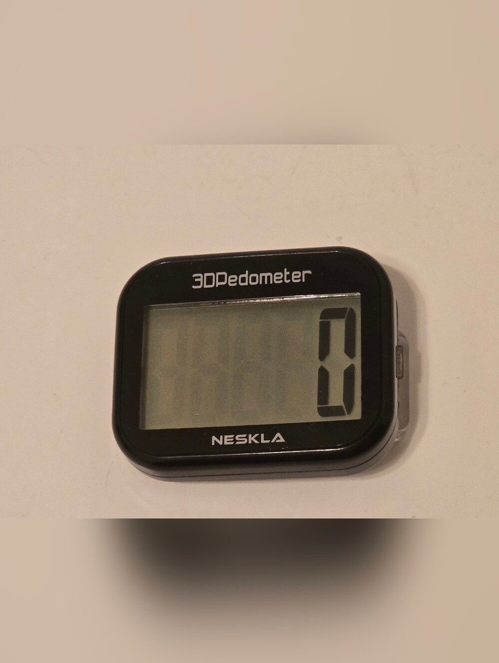 NESKLA 3D Pedometer Digital Clip-On Step Counter, Black Plastic
